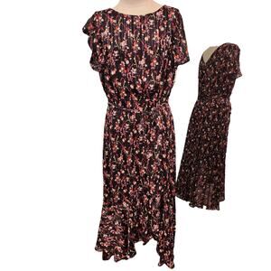 Lane Bryant disty floral metallic flowy midi dress 16
